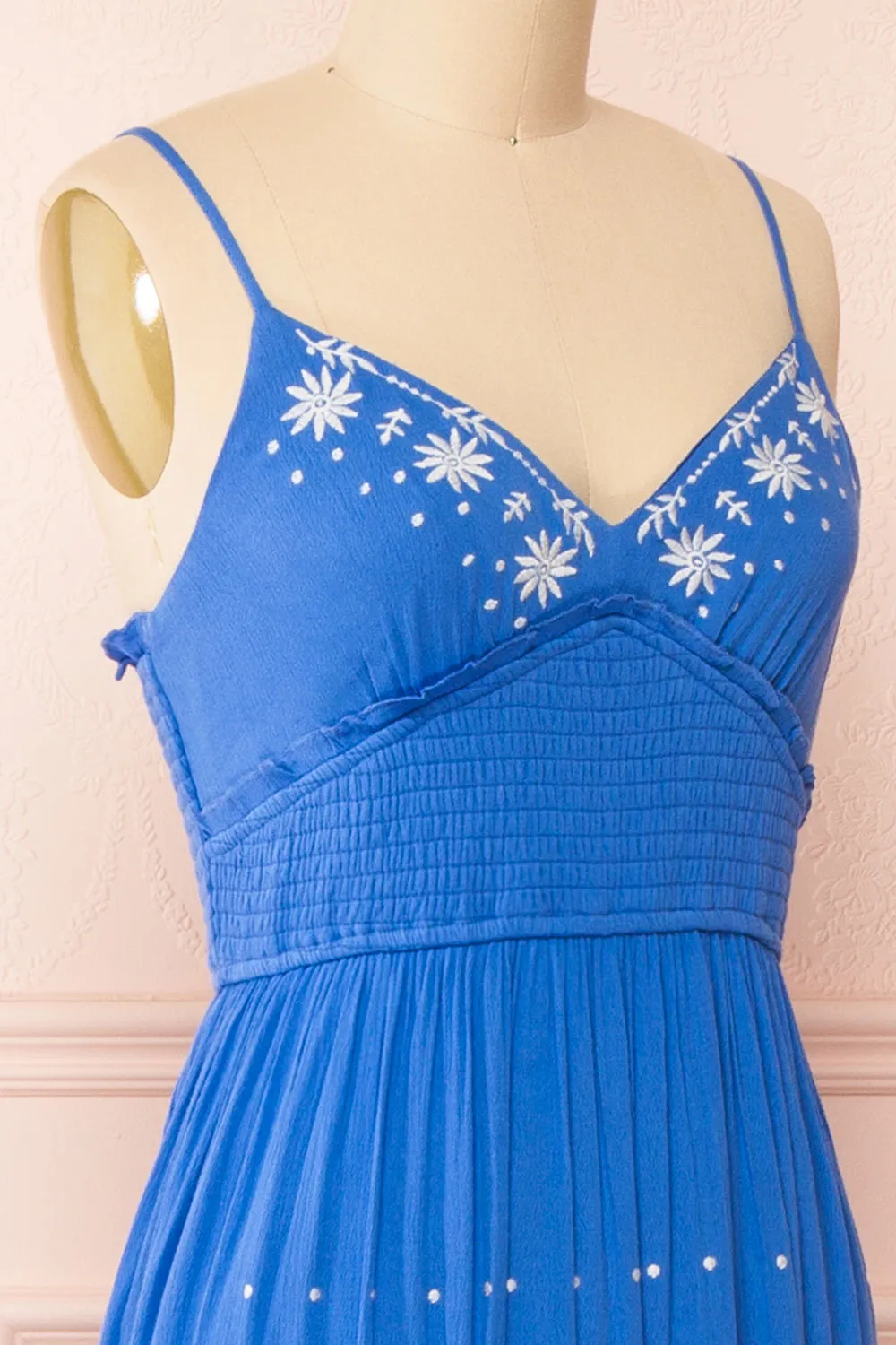 Santorine | Long Blue Dress w/ Floral Embroidery sold by Boutique 1861 product image thumbnail 5
