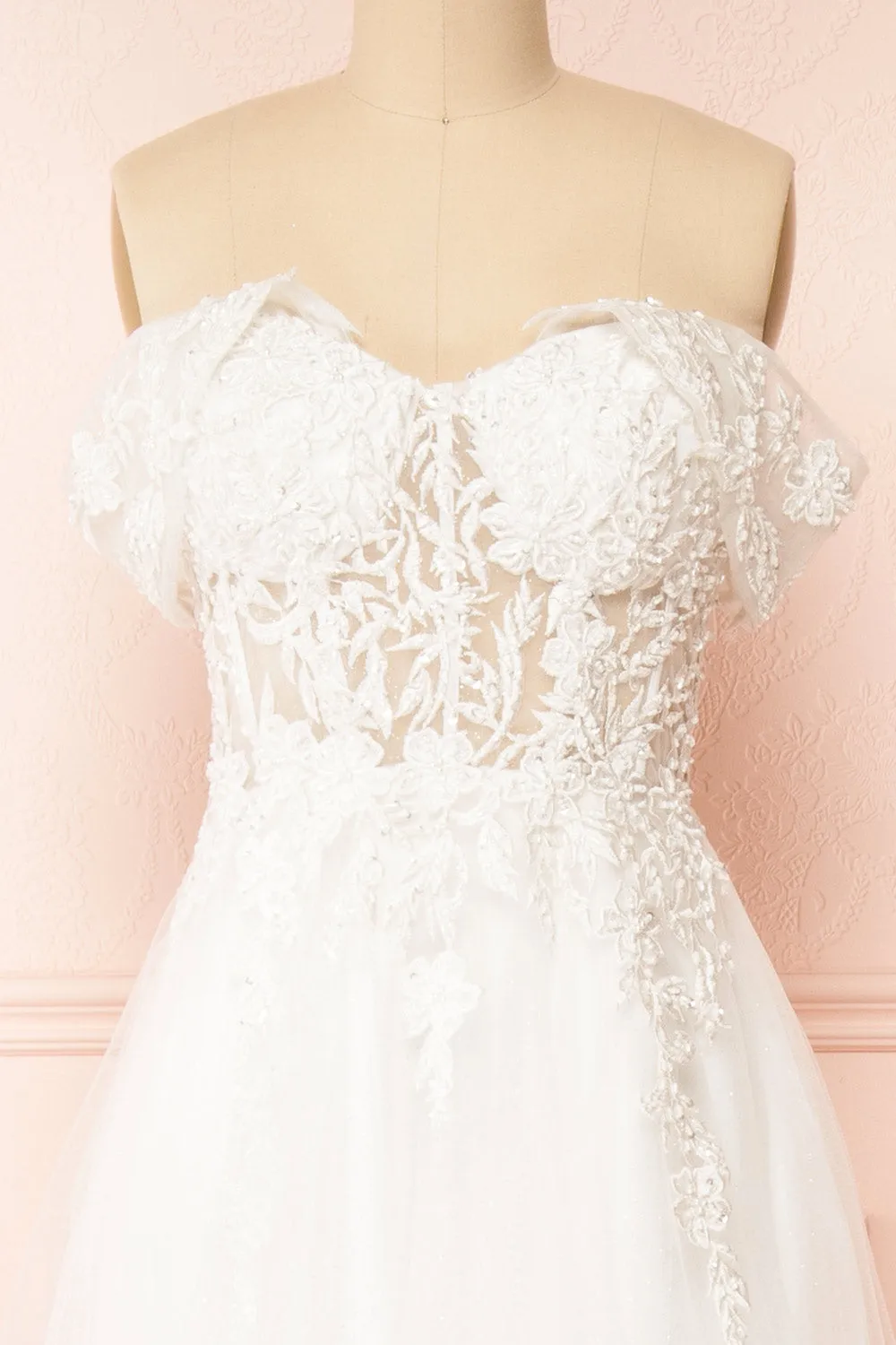 Kahena | Off-The-Shoulder Bridal Gown with Floral Embroidery sold by Boutique 1861 product image thumbnail 5