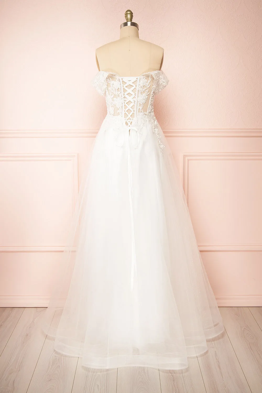 Kahena | Off-The-Shoulder Bridal Gown with Floral Embroidery sold by Boutique 1861 product image thumbnail 4