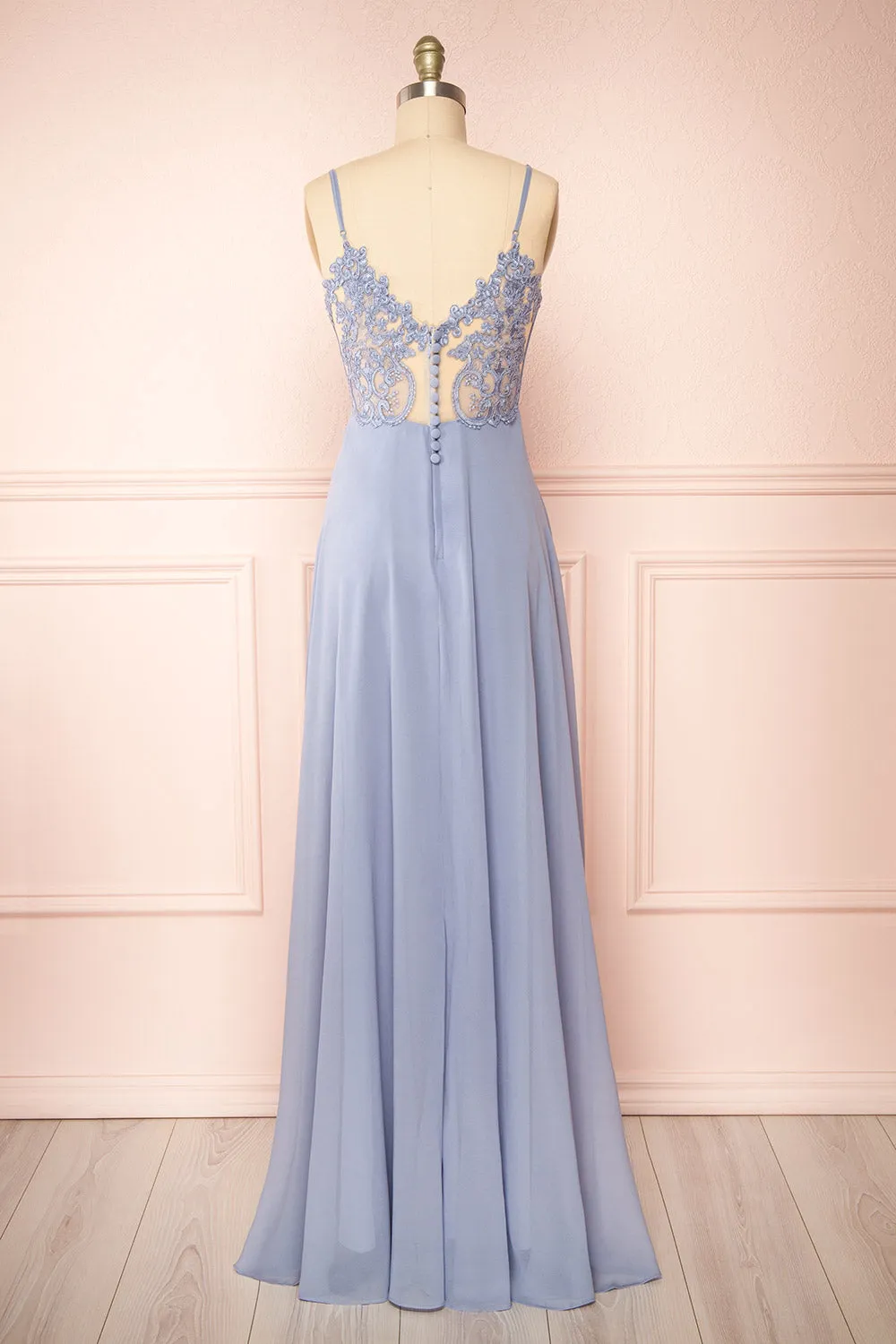 Peggie Blue | Chiffon Maxi Dress w/ Back Embroidery sold by Boutique 1861