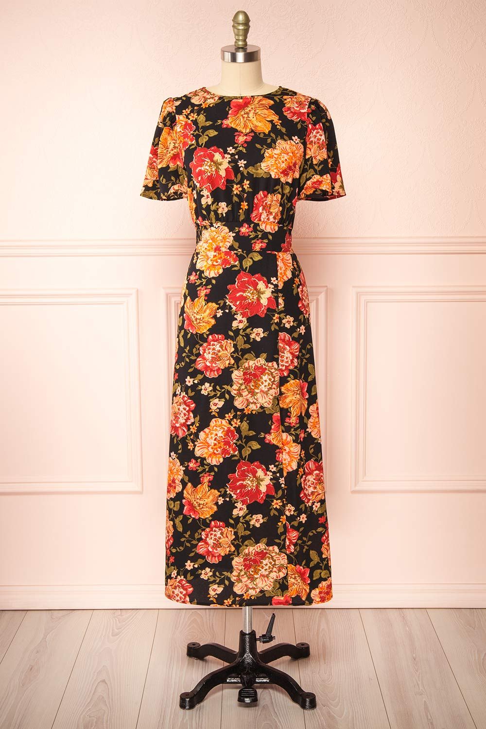 Roselen | Midi Floral Dress w/ Slit sold by Boutique 1861
