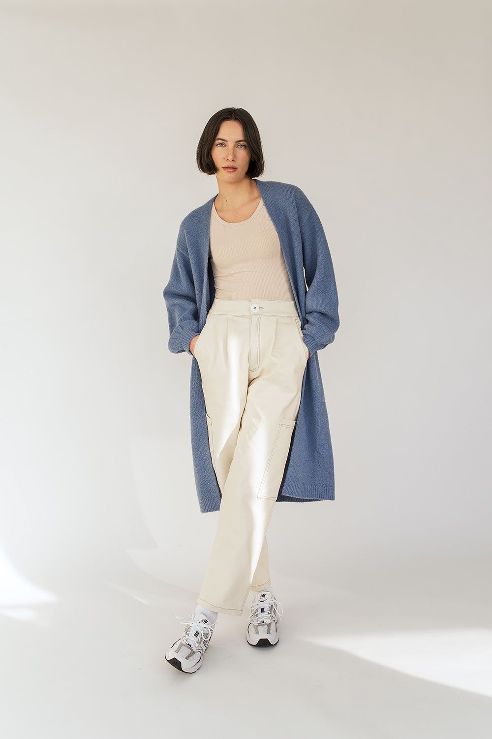 Carla | Blue Longline Cardigan sold by Boutique 1861
