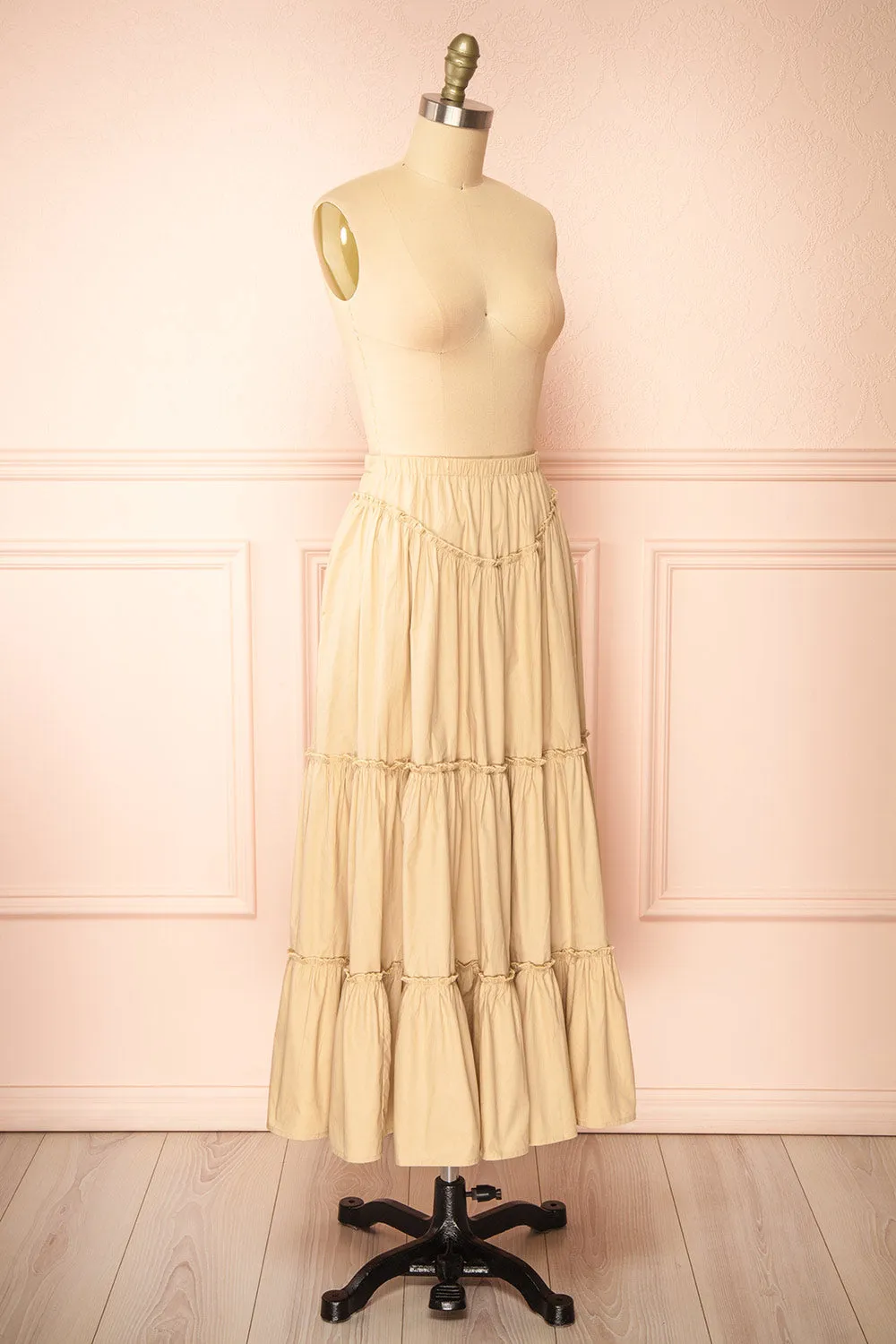 Ousmanne Beige | Popeline Maxi Skirt w/ Elastic Waist sold by Boutique 1861 product image thumbnail 3