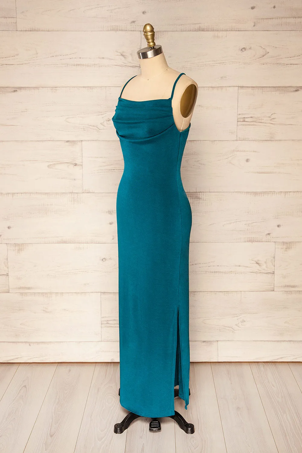 Ardoz Teal | Shimmery Midi Dress w/ Cowl Neck sold by Boutique 1861 product image thumbnail 3