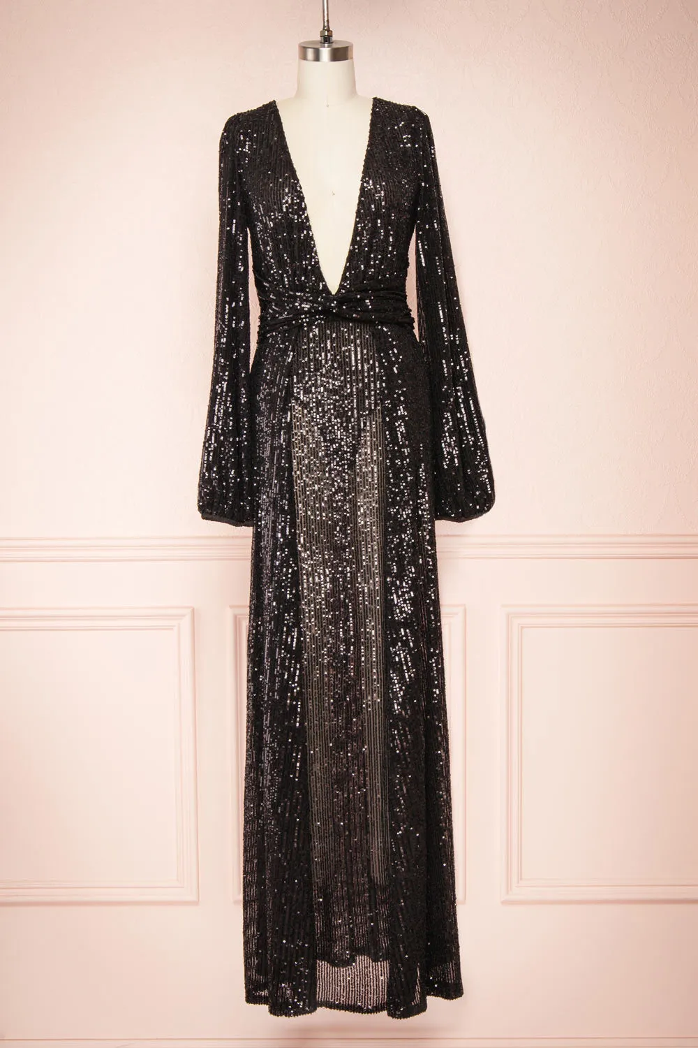 Marta Black | Sparkly Maxi Dress w/ Bodysuit sold by Boutique 1861