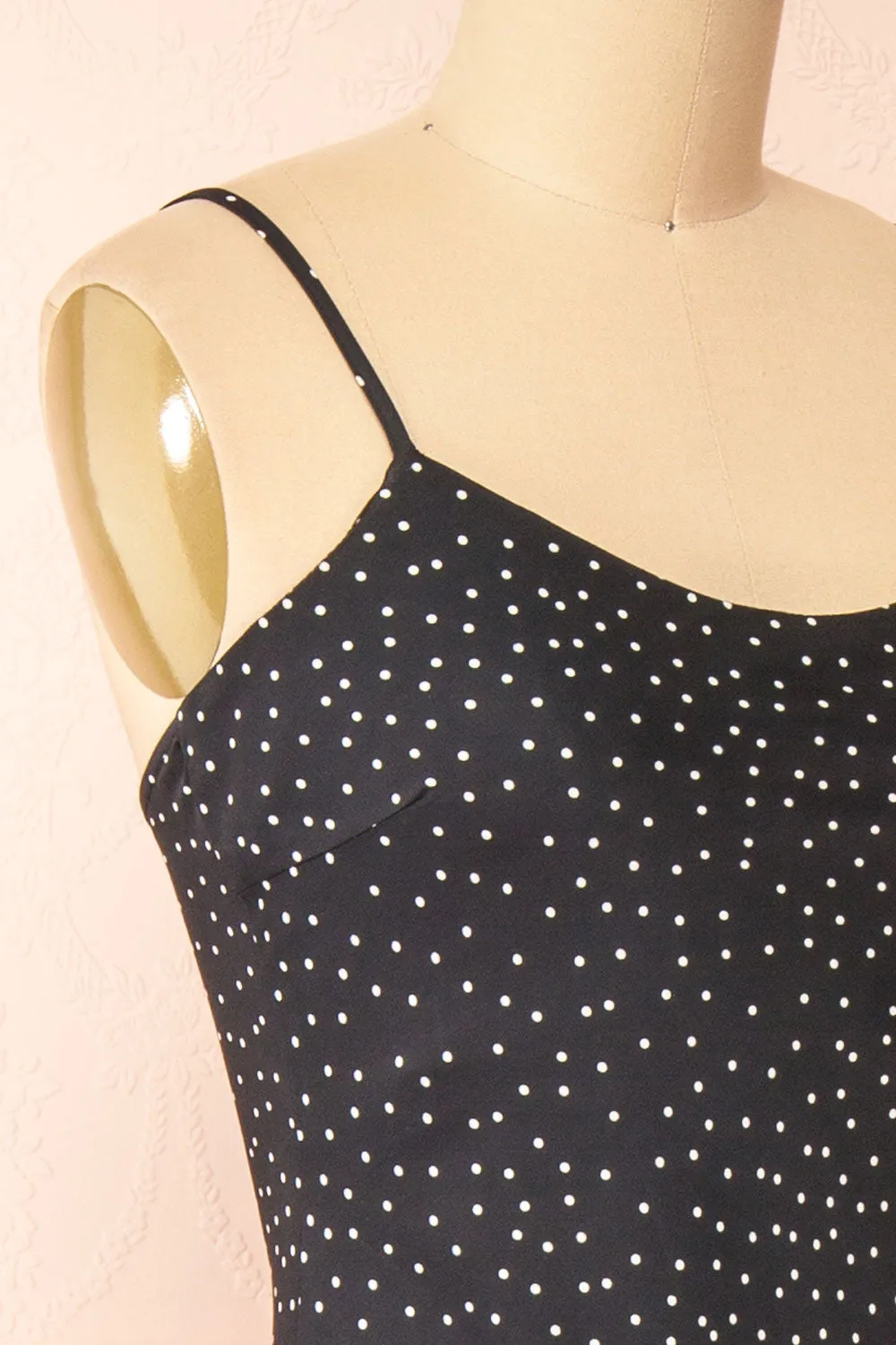 Rebby Polka Dot Black | Silky Fitted Midi Dress sold by Boutique 1861 product image thumbnail 5