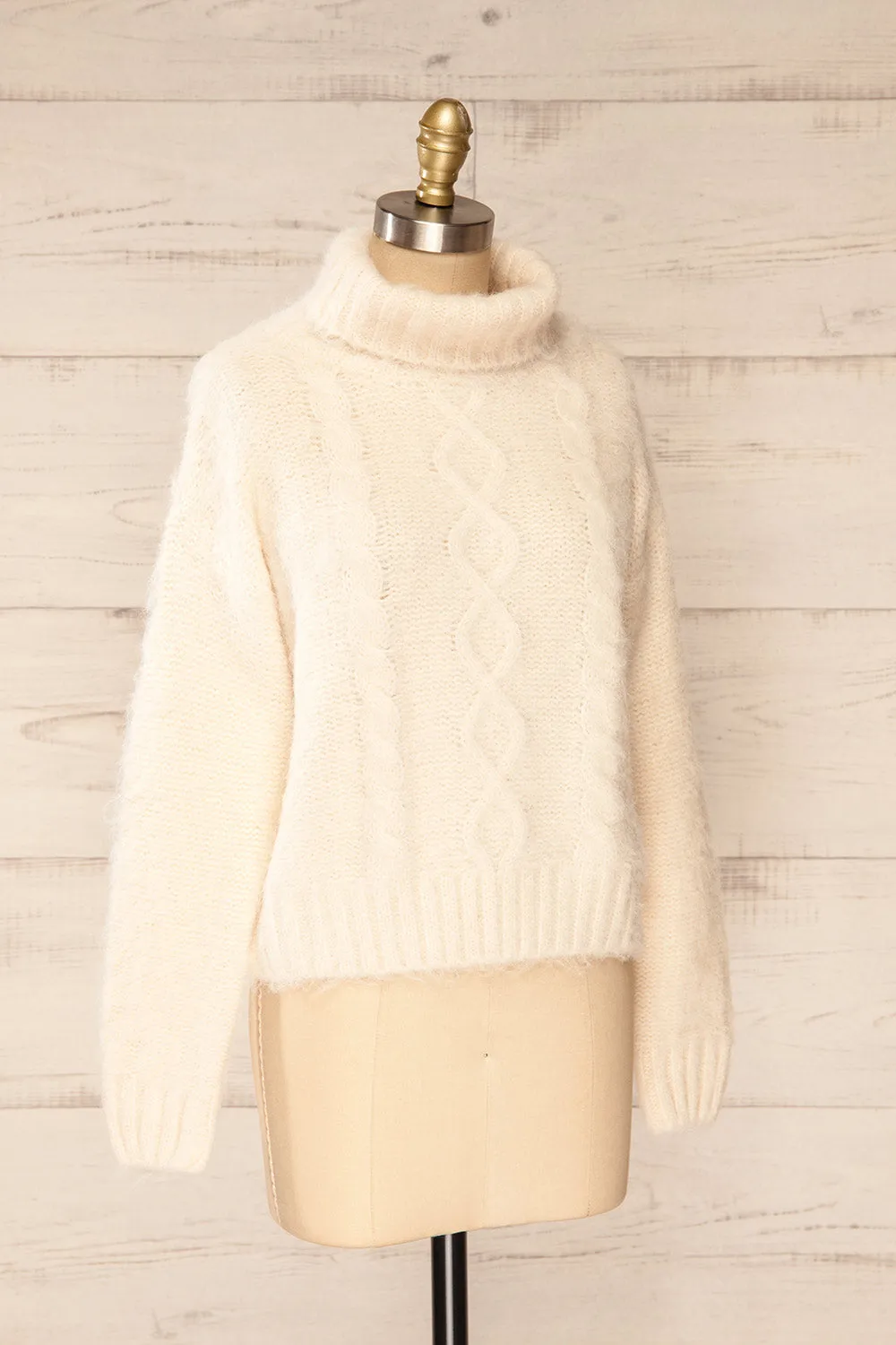Seattle Ivory | Fuzzy Knit Turtleneck Sweater sold by Boutique 1861 product image thumbnail 4