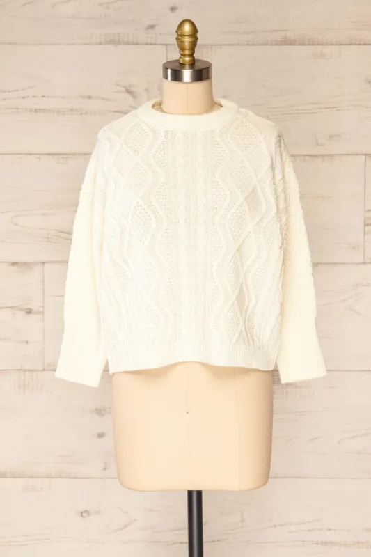Randers Cream | Knitted Sweater with 3/4 Sleeves sold by Boutique 1861