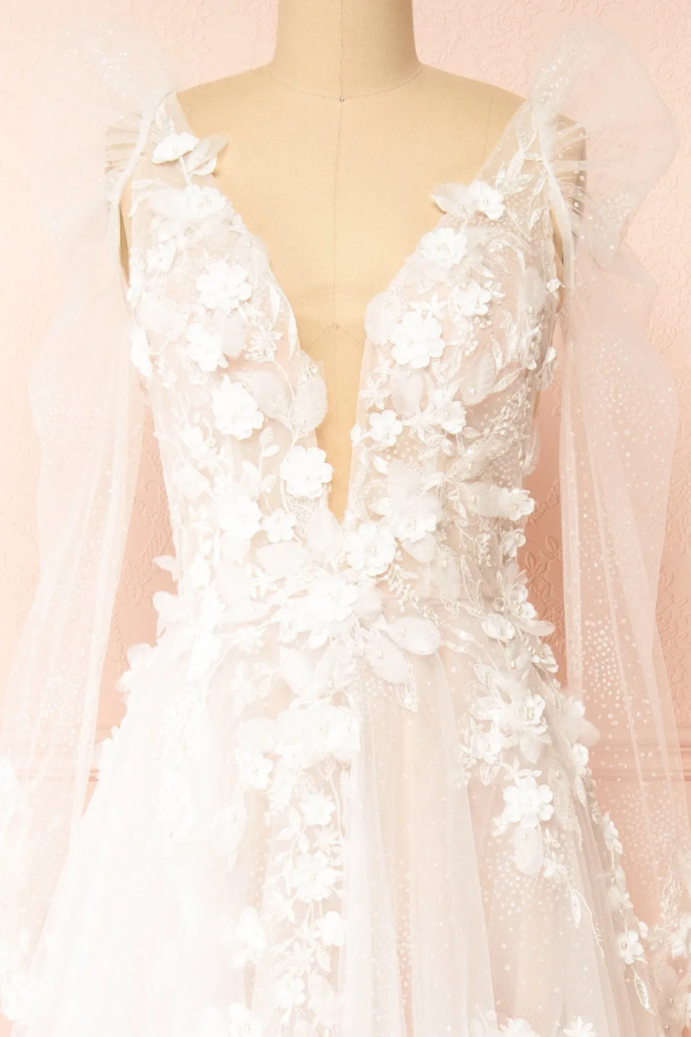 Geneva | A-line Tulle Gown w/ Removable Sleeves sold by Boutique 1861 product image thumbnail 3