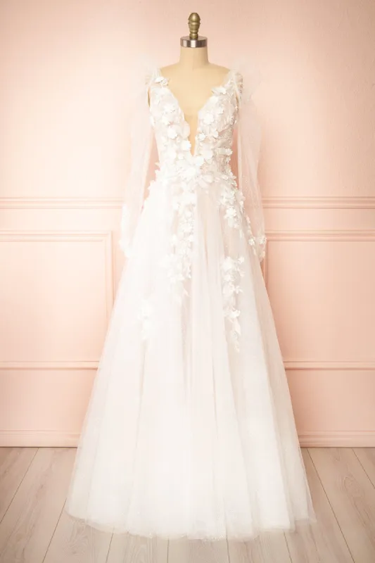 Geneva | A-line Tulle Gown w/ Removable Sleeves sold by Boutique 1861