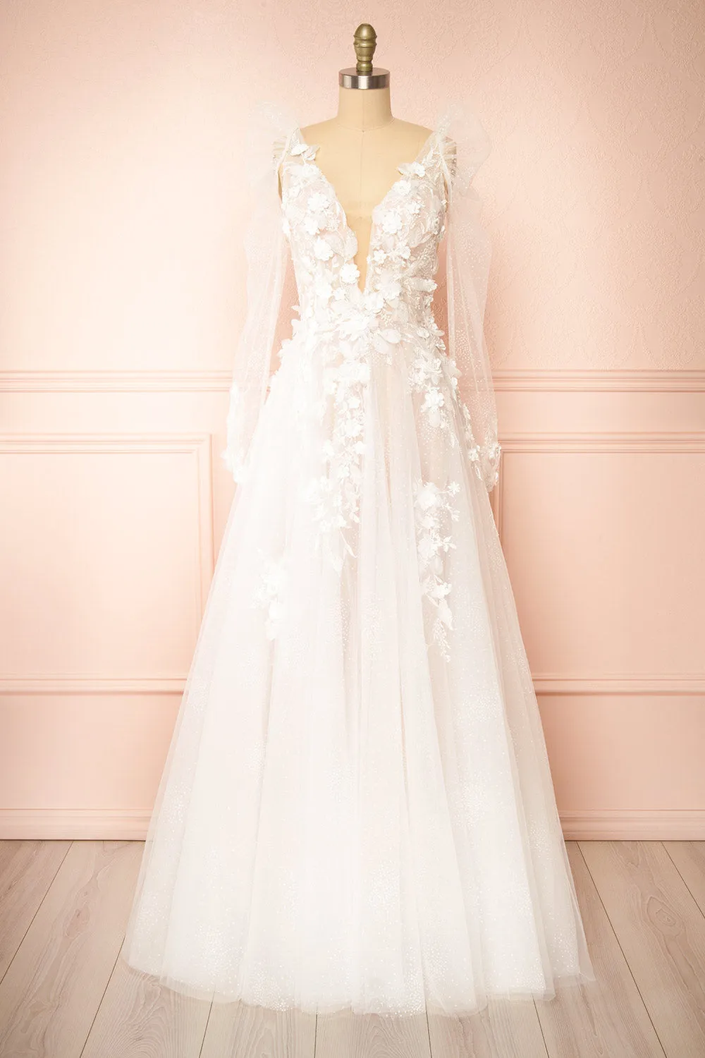Geneva | A-line Tulle Gown w/ Removable Sleeves sold by Boutique 1861