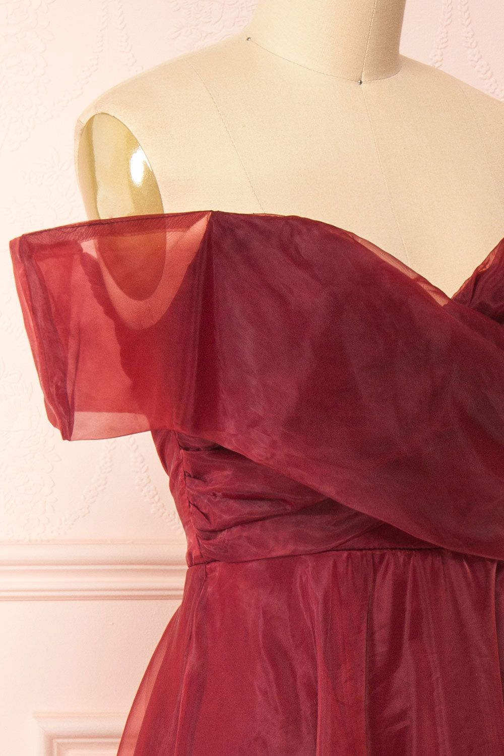 Holly Burgundy | Off-Shoulder Organza Midi Dress sold by Boutique 1861 product image thumbnail 5