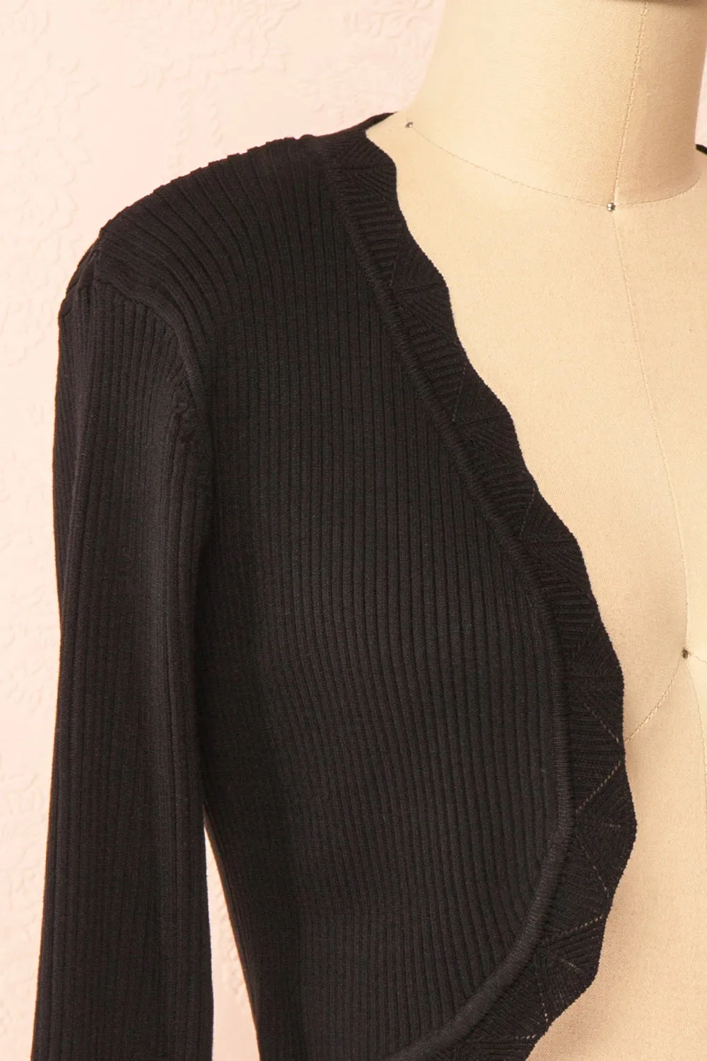 Lacey | Ribbed Black Cropped Cardigan sold by Boutique 1861 product image thumbnail 4