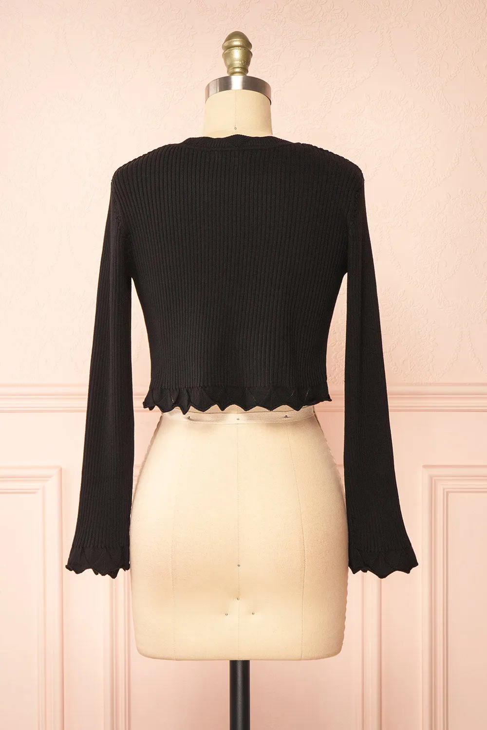 Lacey | Ribbed Black Cropped Cardigan sold by Boutique 1861 product image thumbnail 5