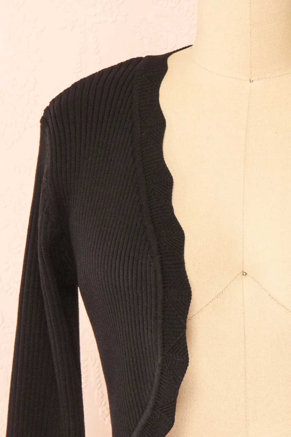 Lacey | Ribbed Black Cropped Cardigan sold by Boutique 1861 product image thumbnail 2