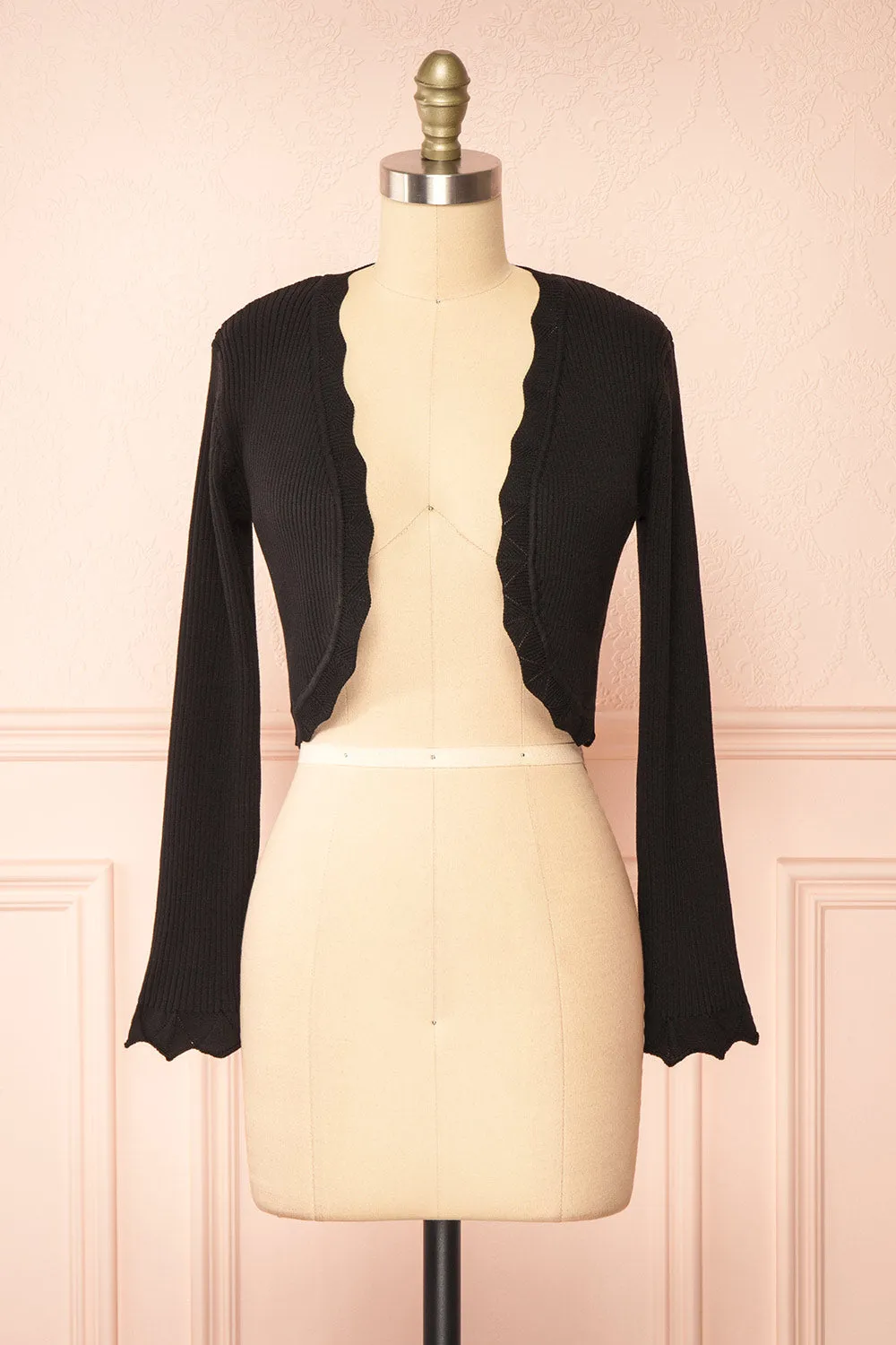 Lacey | Ribbed Black Cropped Cardigan sold by Boutique 1861
