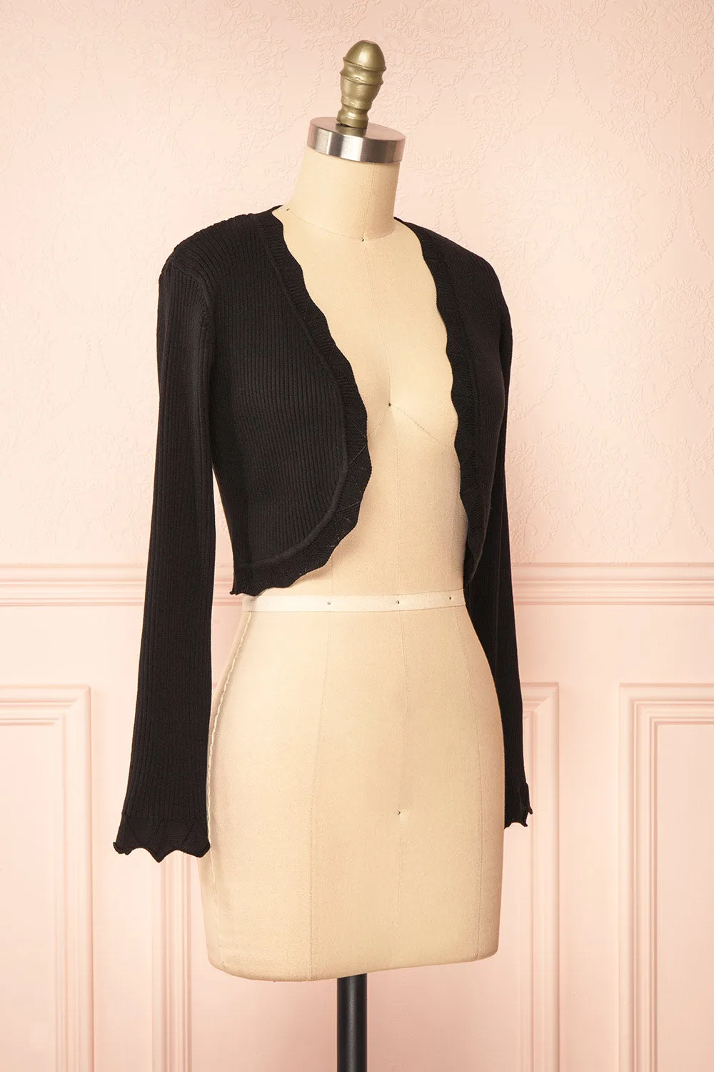 Lacey | Ribbed Black Cropped Cardigan sold by Boutique 1861 product image thumbnail 3
