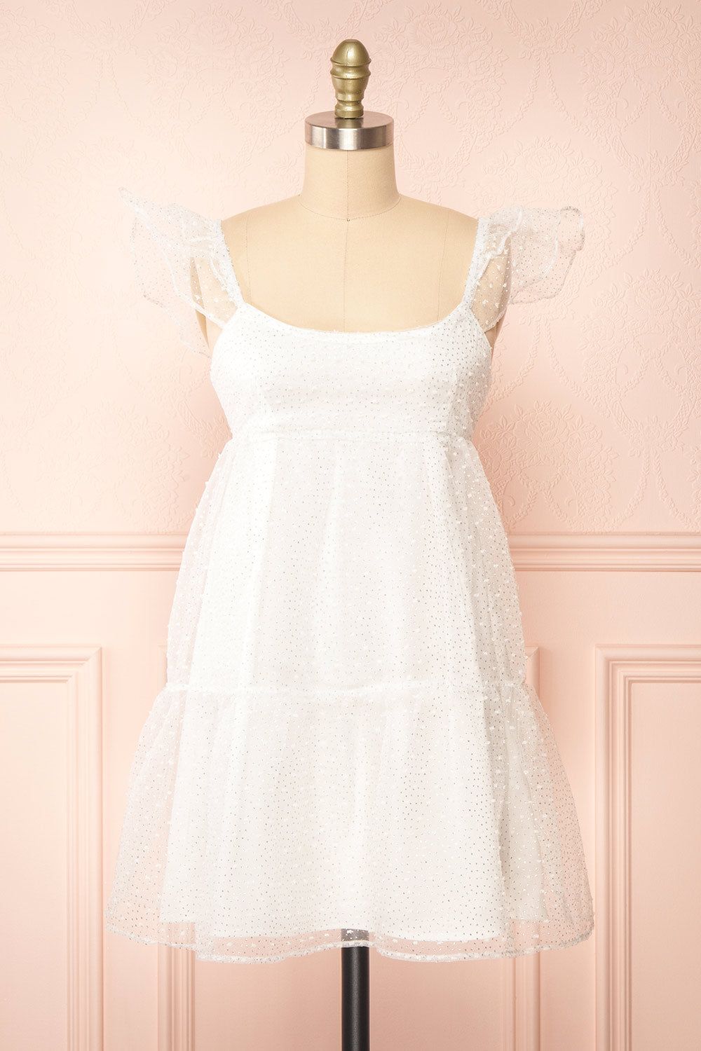Eoya | White Sparkly Babydoll Dress sold by Boutique 1861