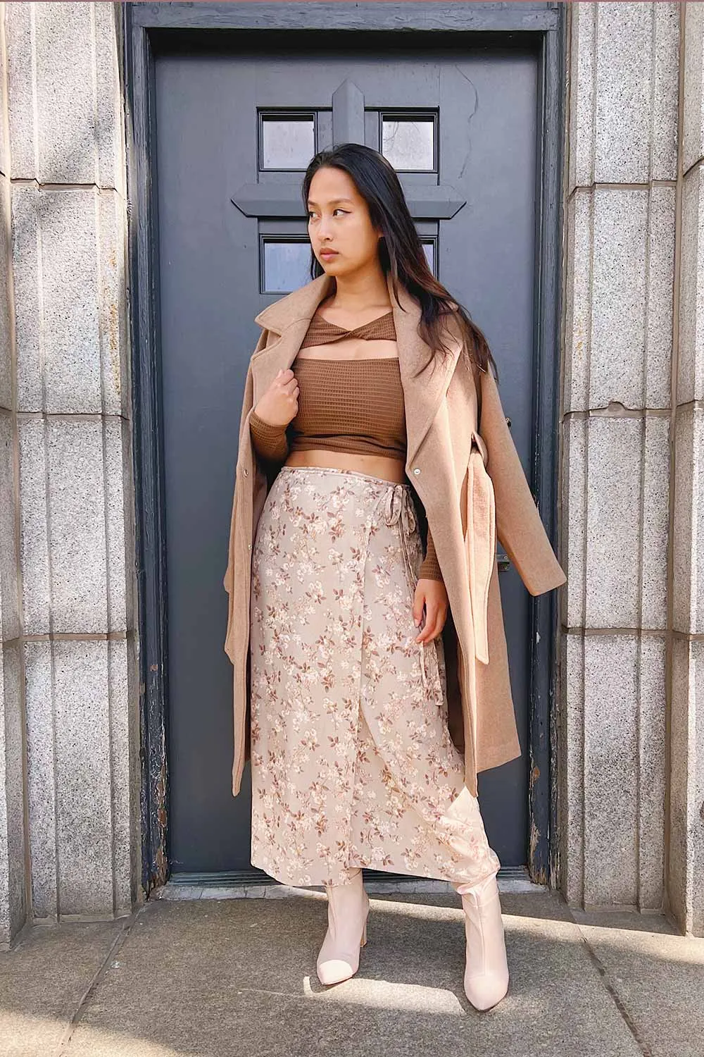 Zayna Green | Twist Front Cropped Long Sleeve Top sold by Boutique 1861 product image thumbnail 2