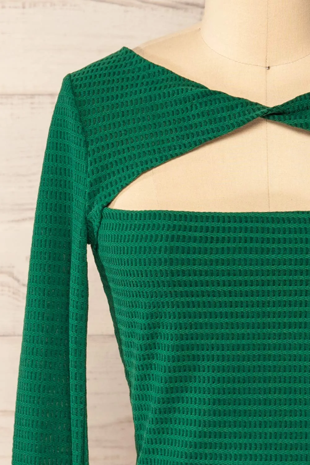 Zayna Green | Twist Front Cropped Long Sleeve Top sold by Boutique 1861 product image thumbnail 3