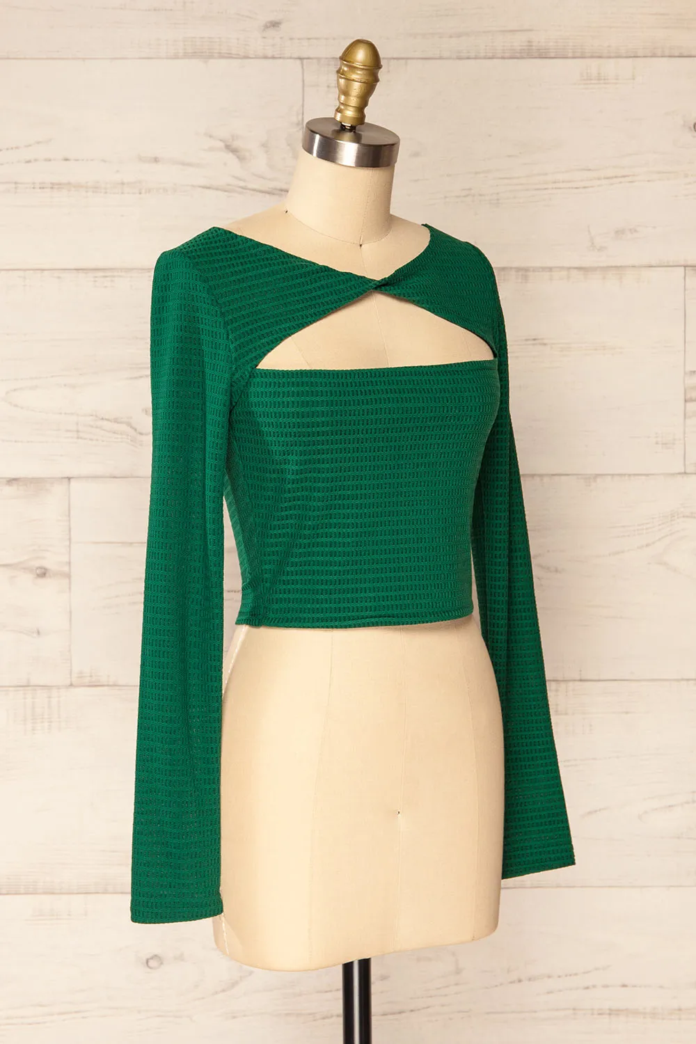 Zayna Green | Twist Front Cropped Long Sleeve Top sold by Boutique 1861 product image thumbnail 4