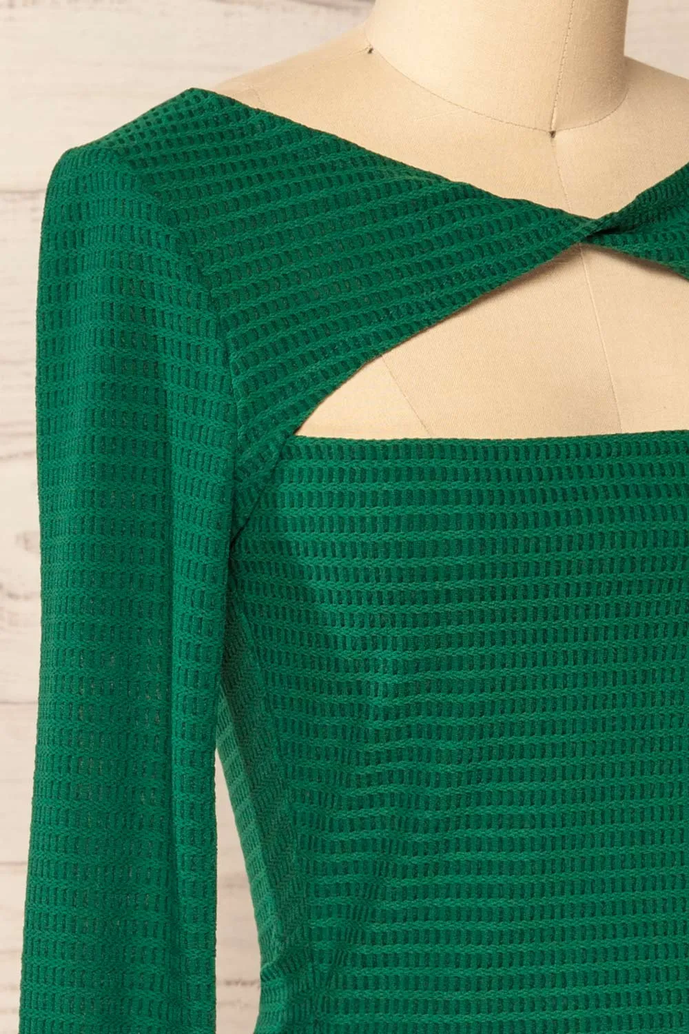 Zayna Green | Twist Front Cropped Long Sleeve Top sold by Boutique 1861 product image thumbnail 5