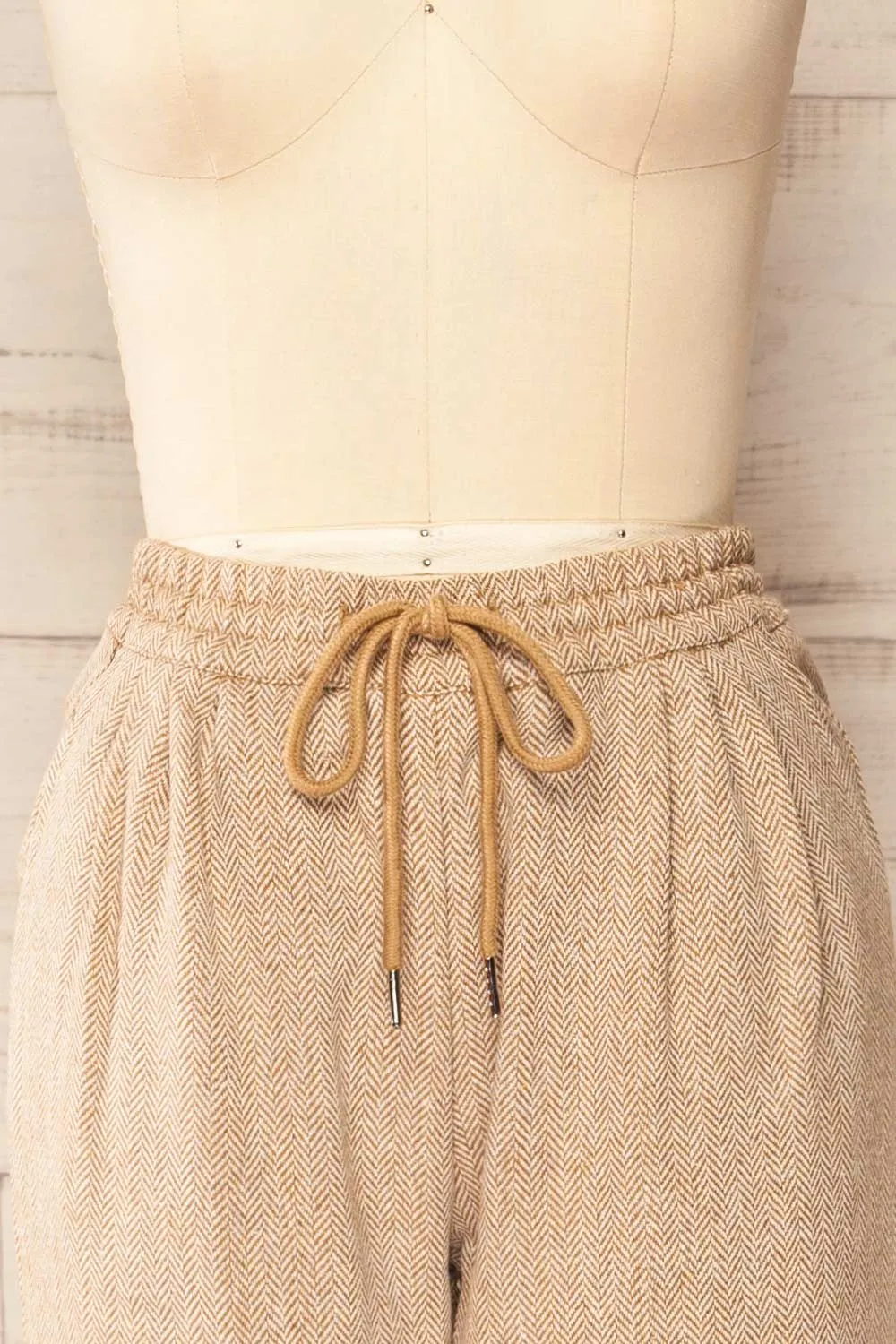 Bologne Beige | High-Waisted Straight Leg Chevron Pants sold by Boutique 1861 product image thumbnail 3