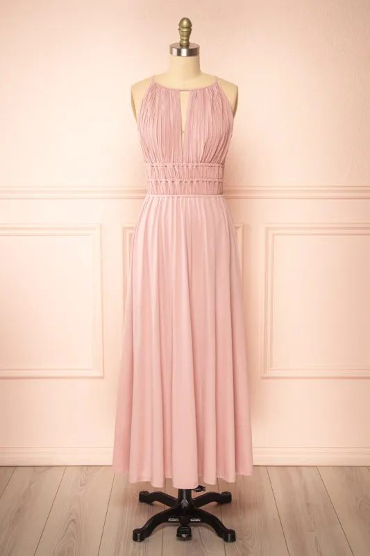 Dovie Mauve | Midi Dress w/ Pleated Bodice sold by Boutique 1861