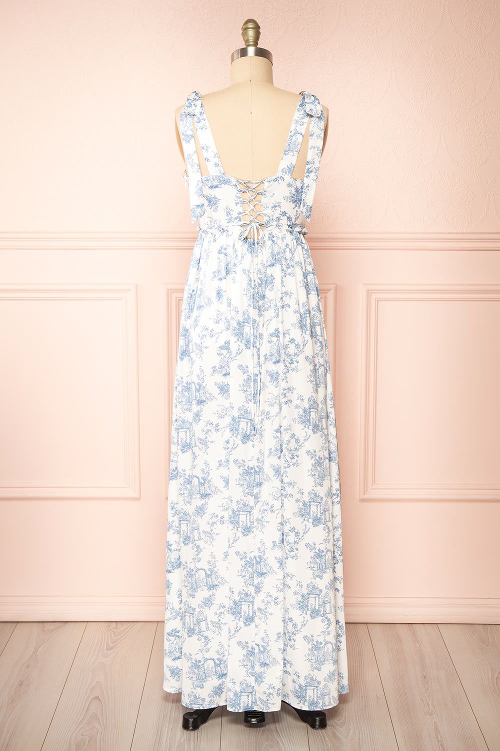 Zephyra | Maxi White and Blue Patterned Dress sold by Boutique 1861 product image thumbnail 5