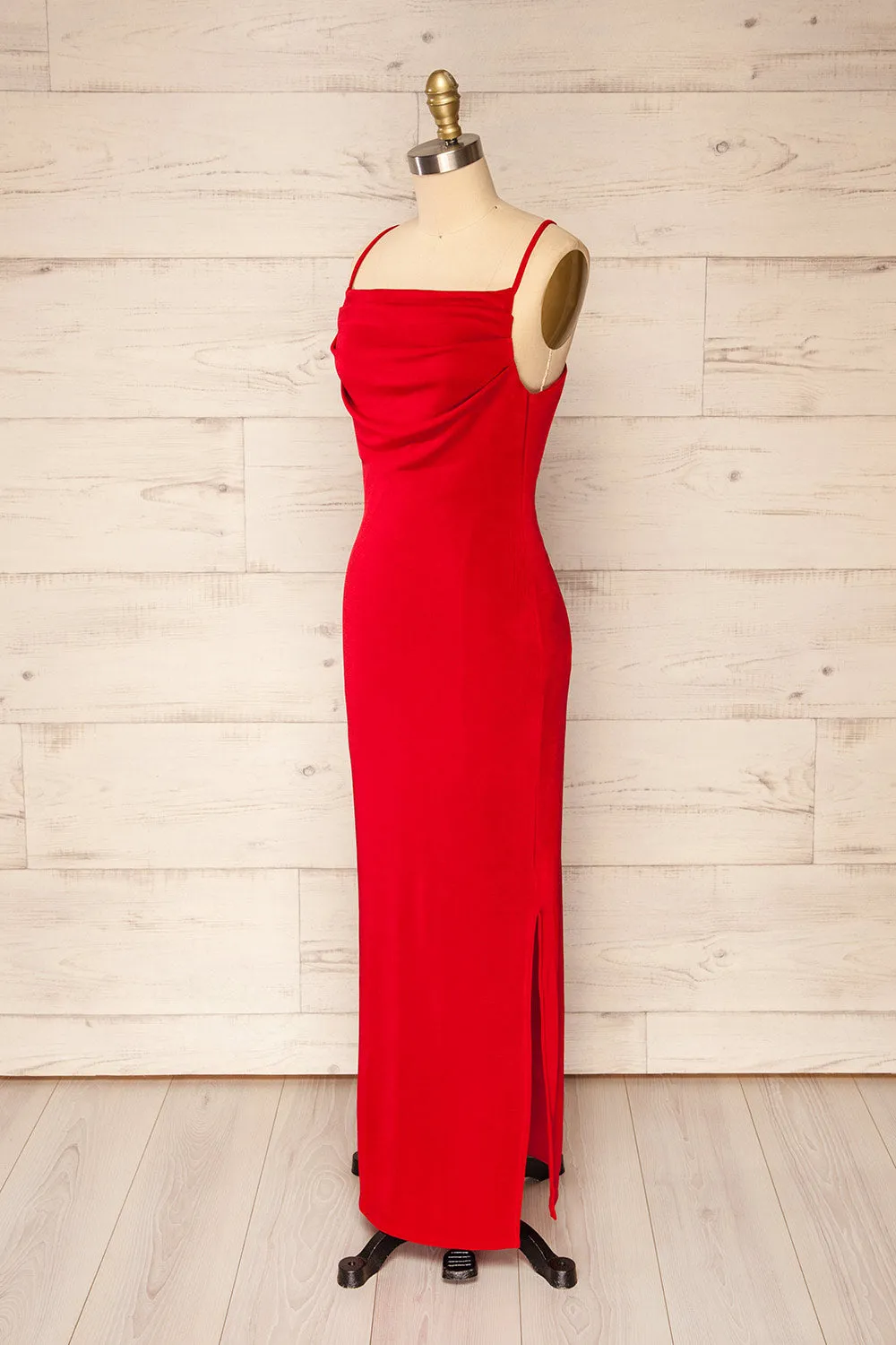 Ardoz Red | Shimmery Midi Dress w/ Cowl Neck sold by Boutique 1861 product image thumbnail 3