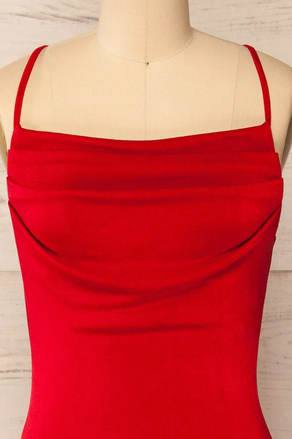 Ardoz Red | Shimmery Midi Dress w/ Cowl Neck sold by Boutique 1861 product image thumbnail 2