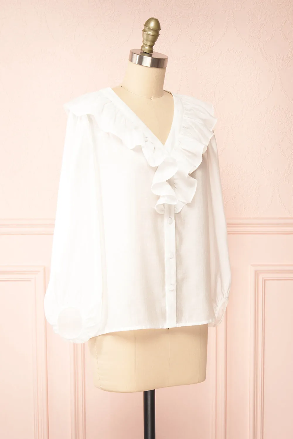 Felicie White | Long Sleeve Blouse w/ Ruffle Collar sold by Boutique 1861 product image thumbnail 3