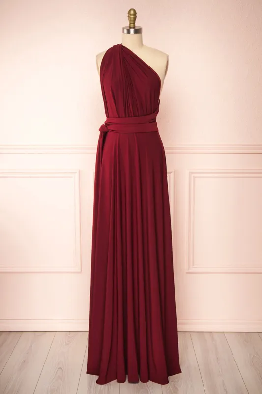 Violaine Burgundy | Convertible Maxi Dress sold by Boutique 1861