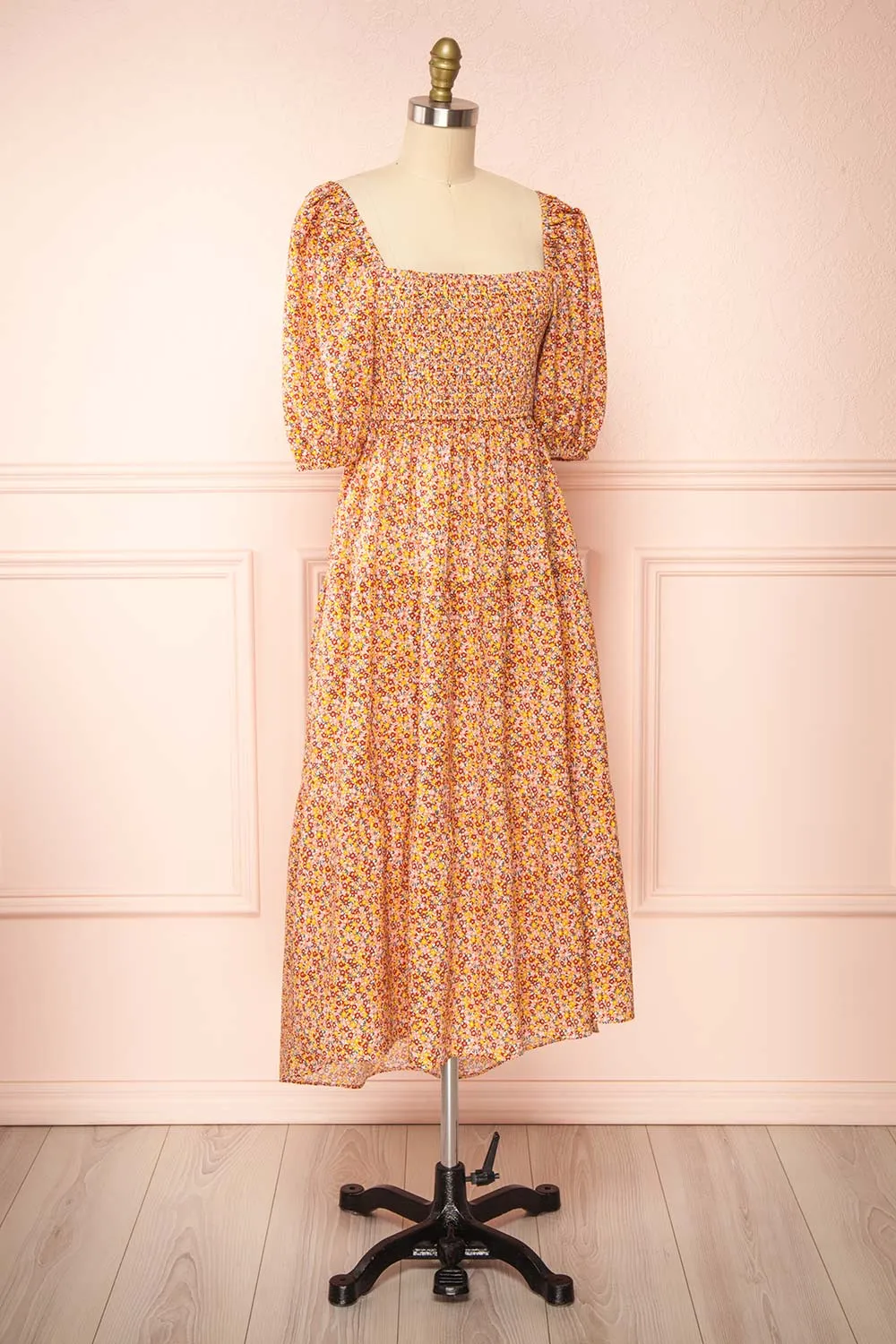 Candique | Floral Midi Dress w/ Puff Sleeves sold by Boutique 1861 product image thumbnail 3