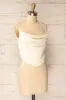 Beziers Ivory | Cowl Neck Cropped Satin Top sold by Boutique 1861
