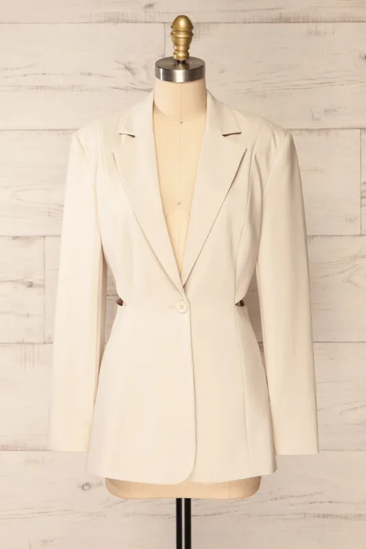 Linkoping Beige | Blazer w/ Side Cut-Outs sold by Boutique 1861