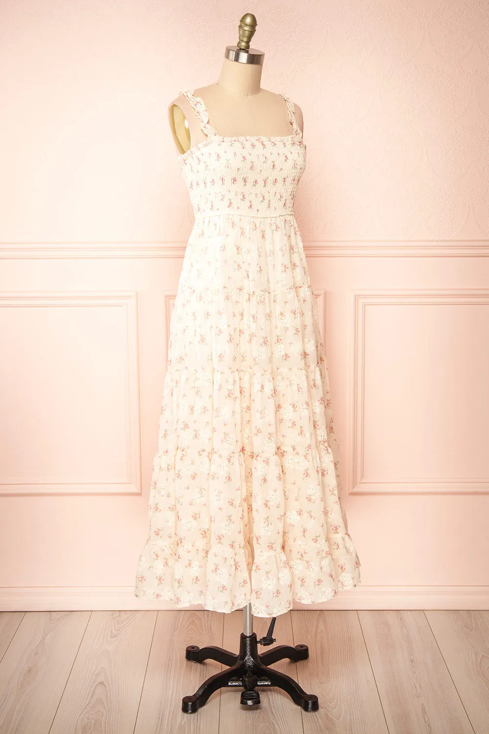 Niamh | Floral Tiered Midi Dress w/ Openwork sold by Boutique 1861 product image thumbnail 3