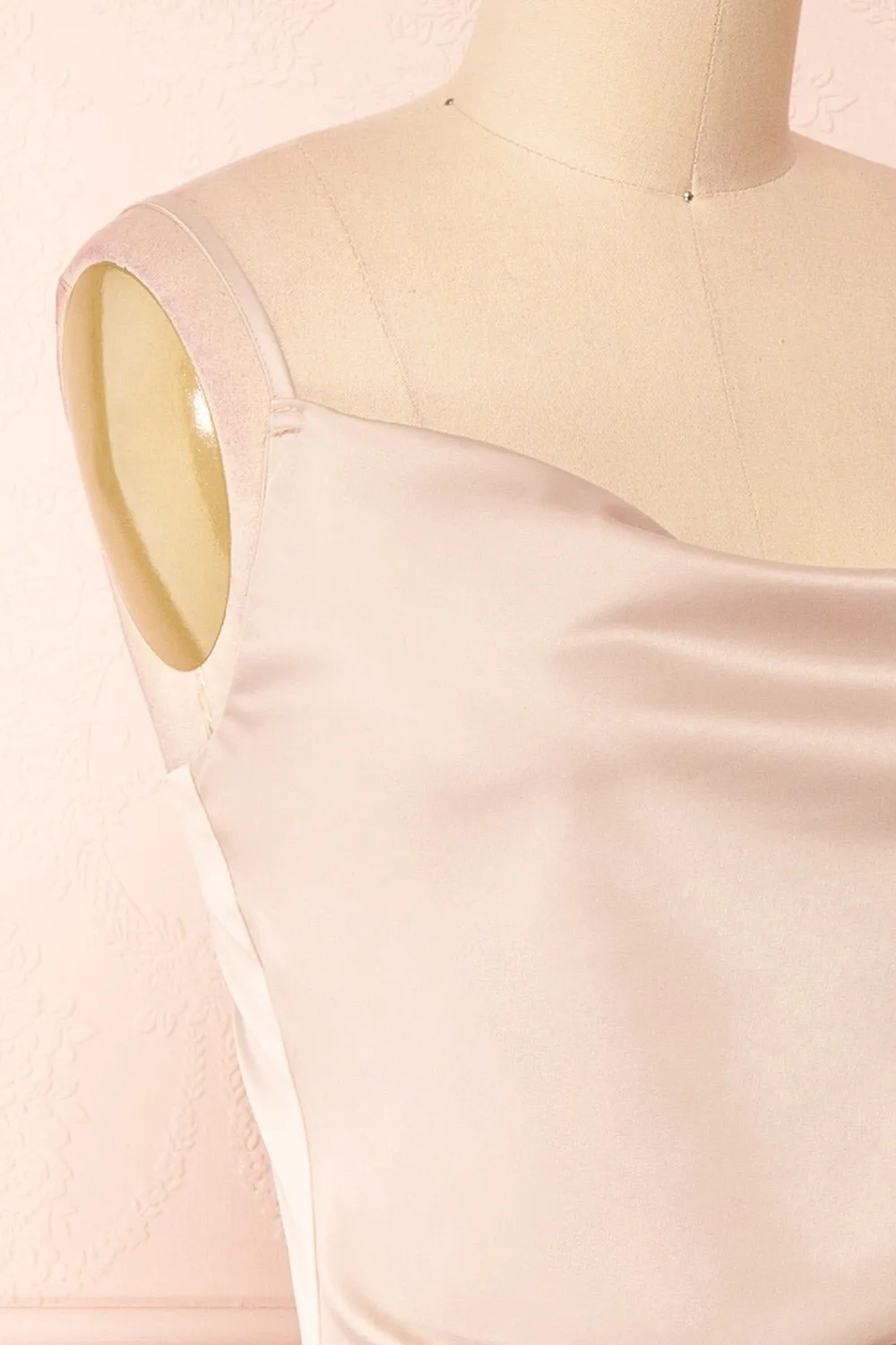 Chloe Champagne | Cowl Neck Satin Slip Dress sold by Boutique 1861 product image thumbnail 4