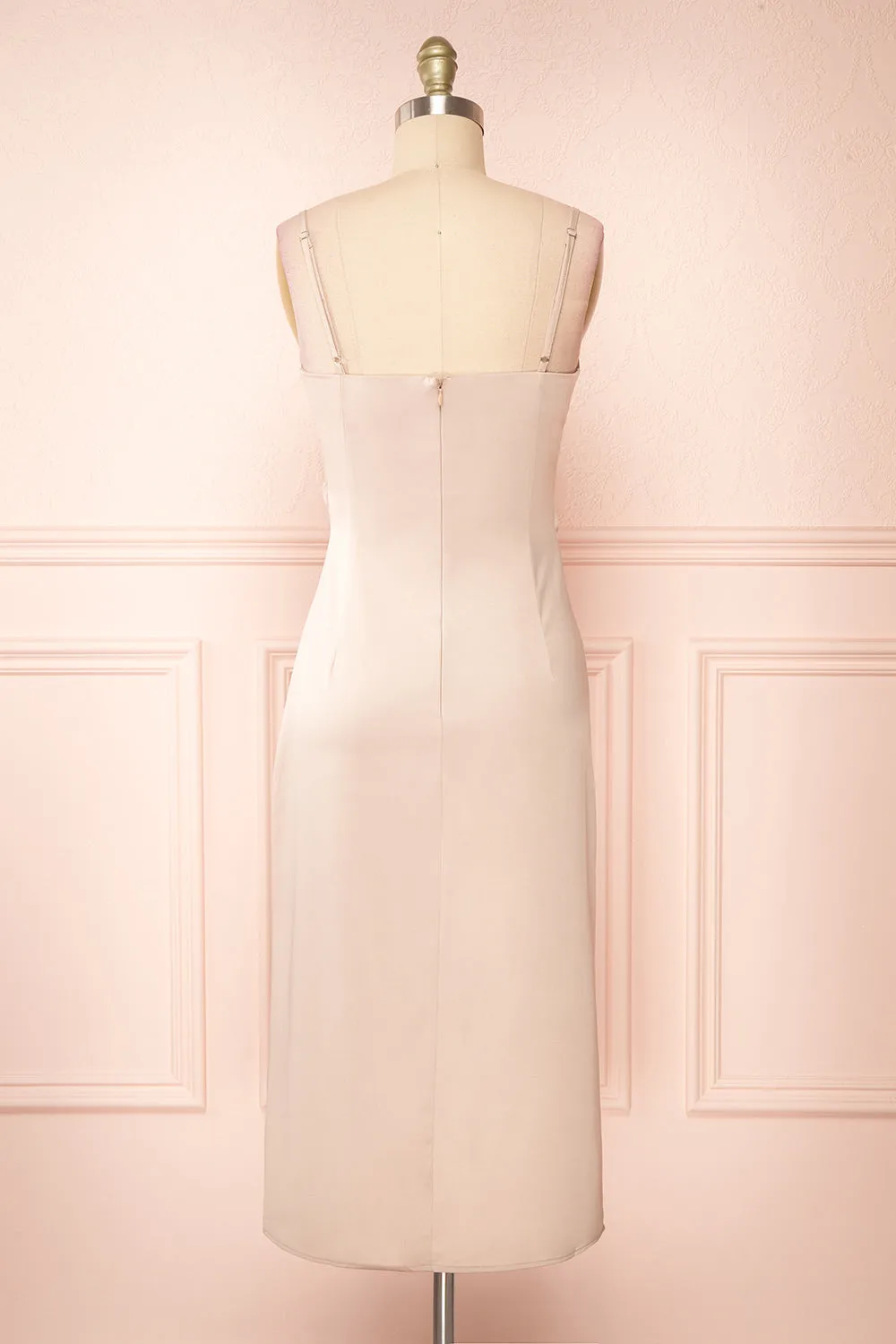 Chloe Champagne | Cowl Neck Satin Slip Dress sold by Boutique 1861 product image thumbnail 5