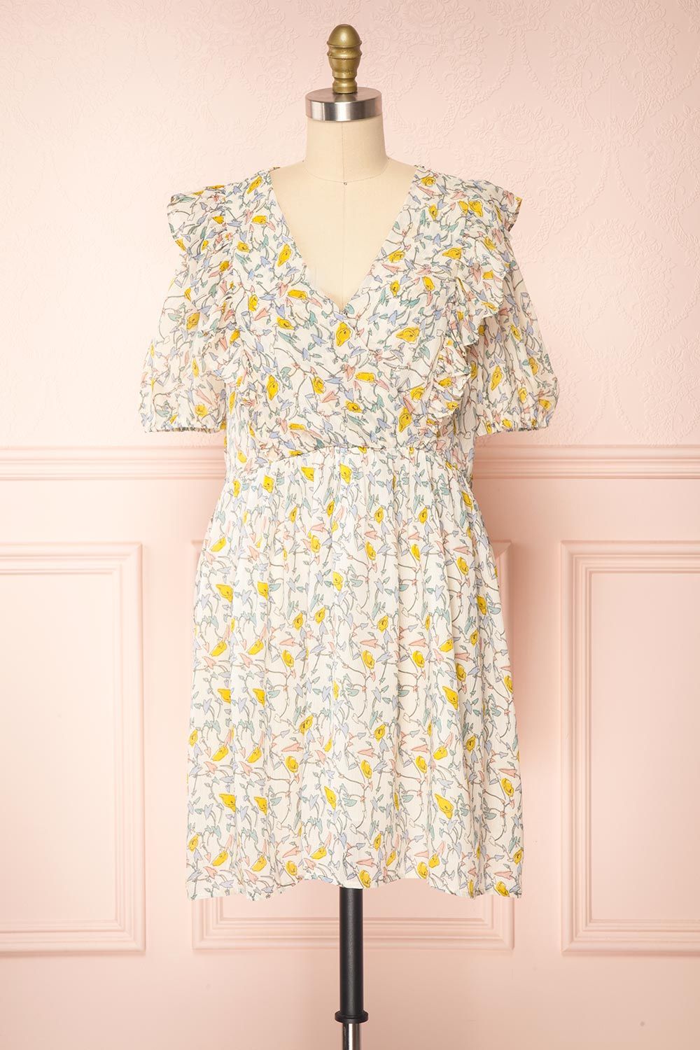 Tabako | Floral V-Neck Dress with Frills sold by Boutique 1861