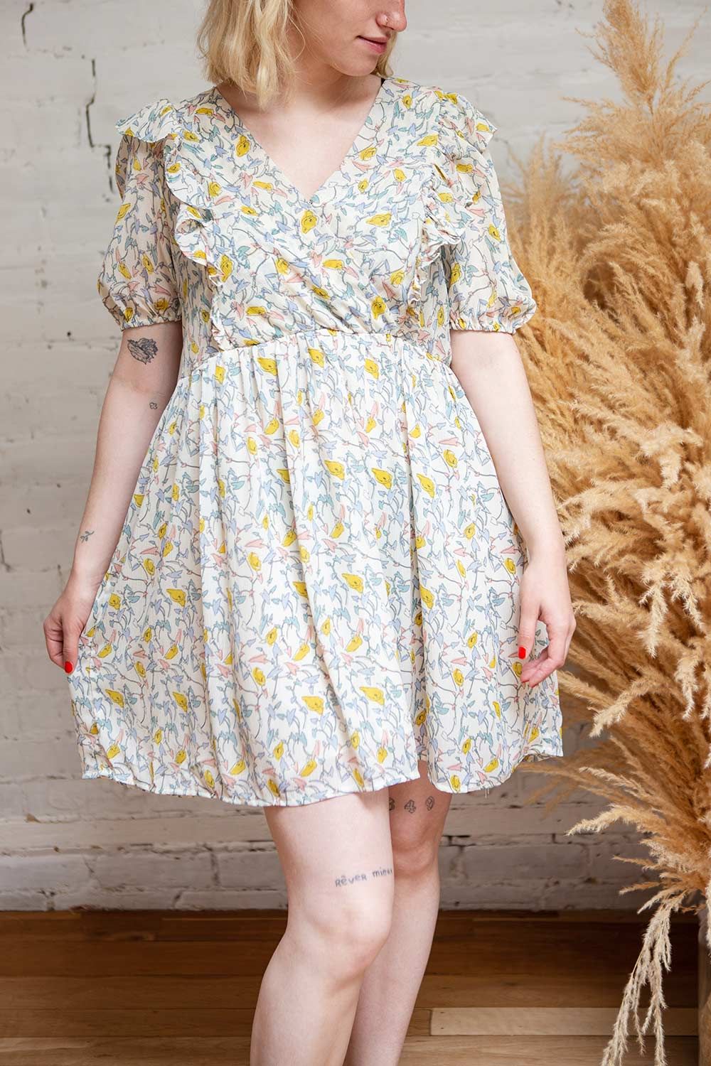 Tabako | Floral V-Neck Dress with Frills sold by Boutique 1861 product image thumbnail 2