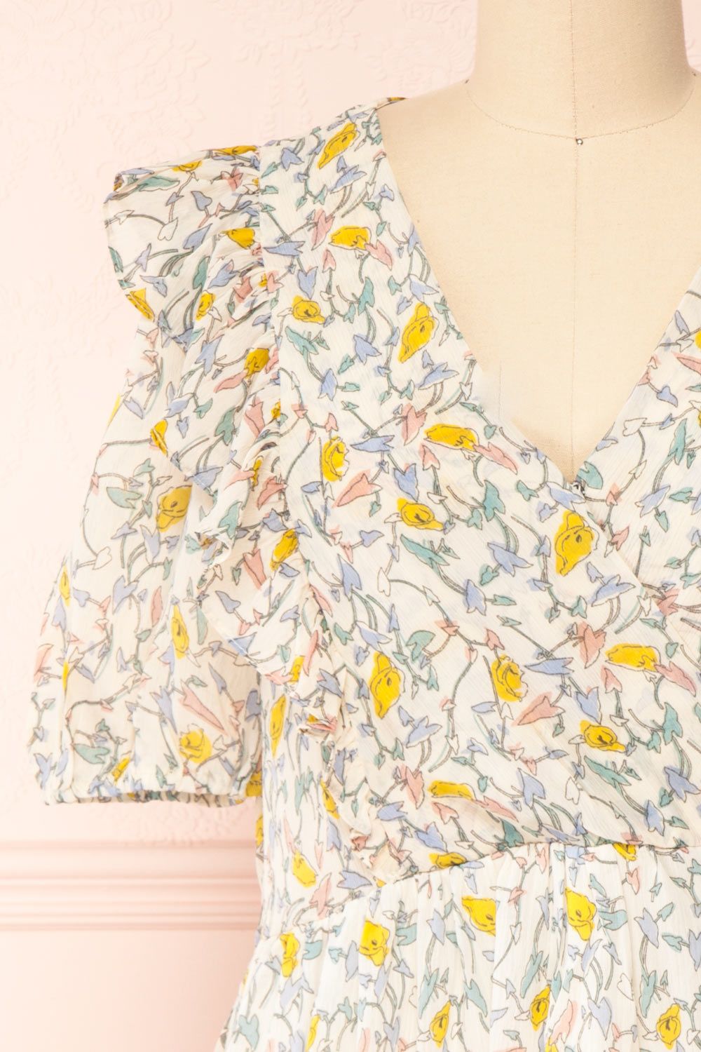Tabako | Floral V-Neck Dress with Frills sold by Boutique 1861 product image thumbnail 3