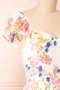 Leda | Midi Floral Dress w/ Ruffle Straps sold by Boutique 1861