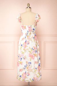 Leda | Midi Floral Dress w/ Ruffle Straps sold by Boutique 1861
