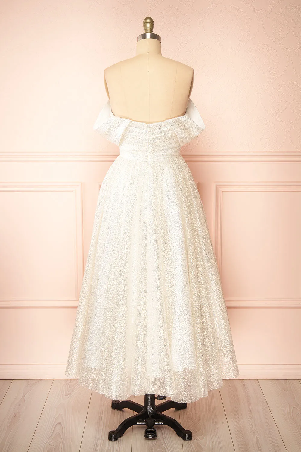 Vestra Ivory | Glittery A-Line Midi Dress sold by Boutique 1861 product image thumbnail 5