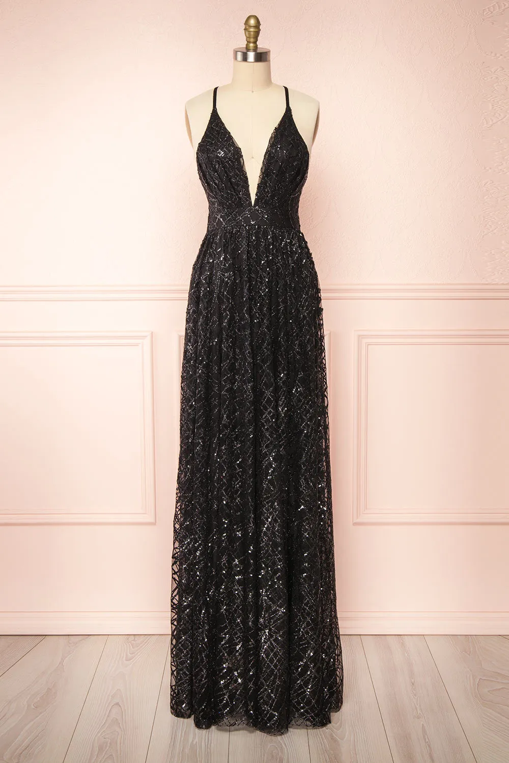 Tyffen Black | Sequin Maxi Dress sold by Boutique 1861