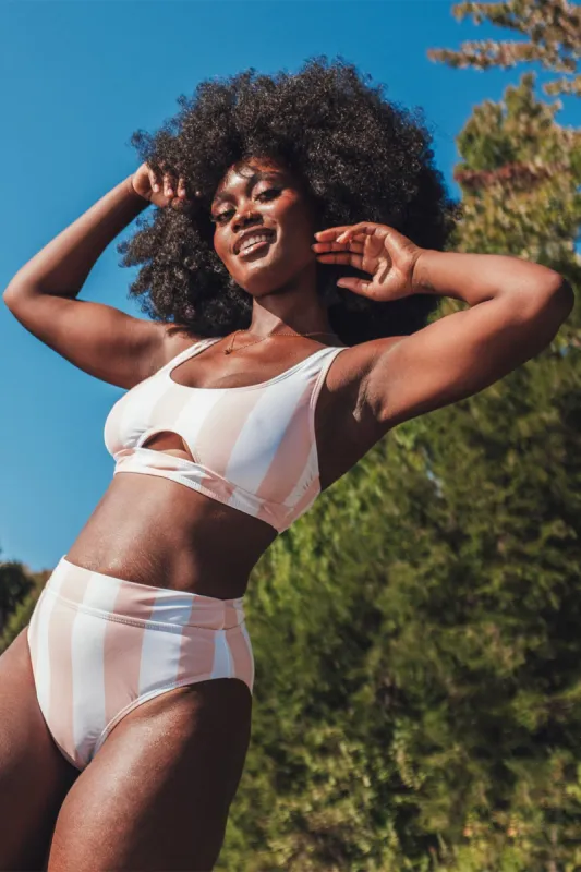 Soiya Stripes Pink | Bikini Top w/ Front Cut-Out sold by Boutique 1861
