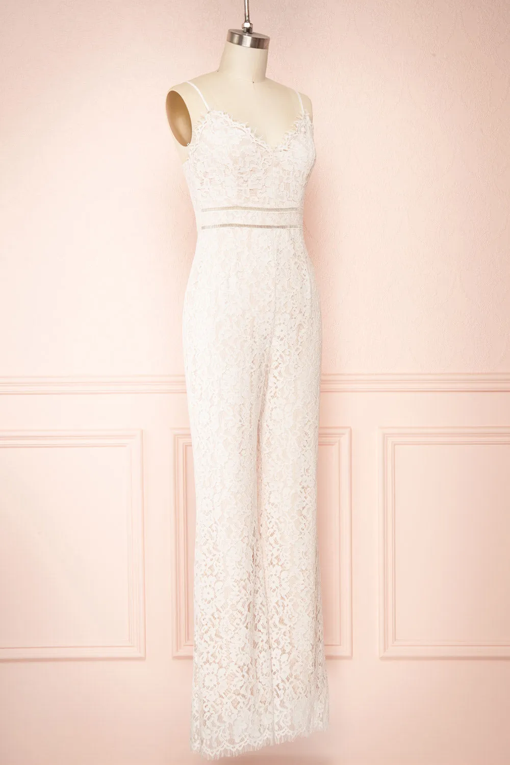Anne-Marie | White & Beige Wide-Leg Lace Jumpsuit sold by Boutique 1861 product image thumbnail 3