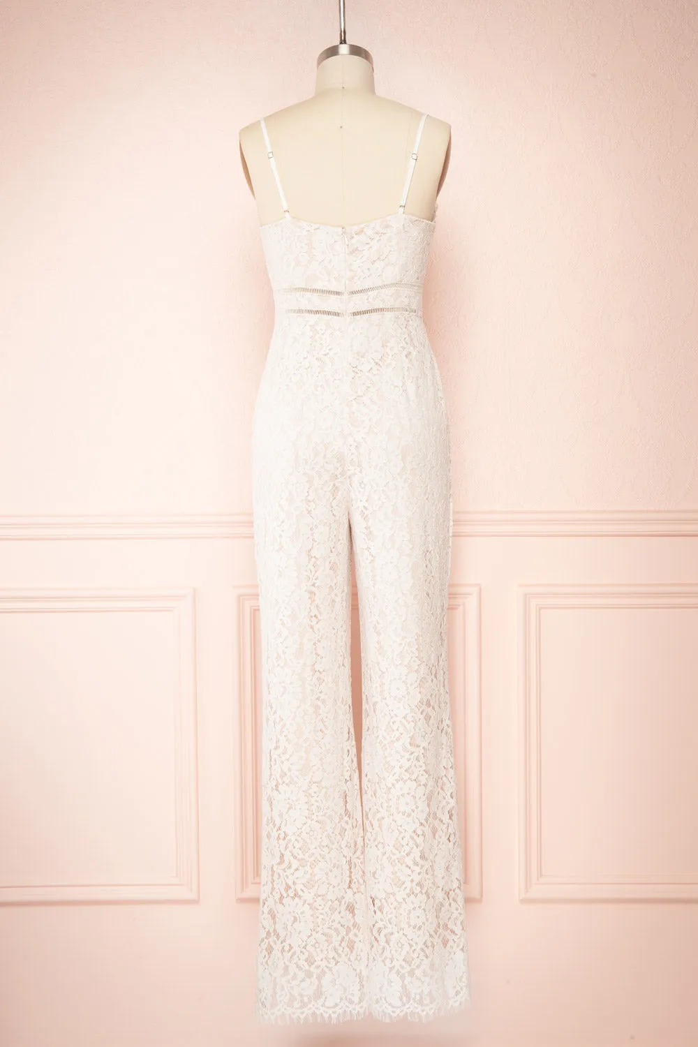 Anne-Marie | White & Beige Wide-Leg Lace Jumpsuit sold by Boutique 1861 product image thumbnail 5