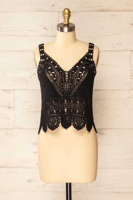 Zagreb Black | Crochet Cropped Cami sold by Boutique 1861
